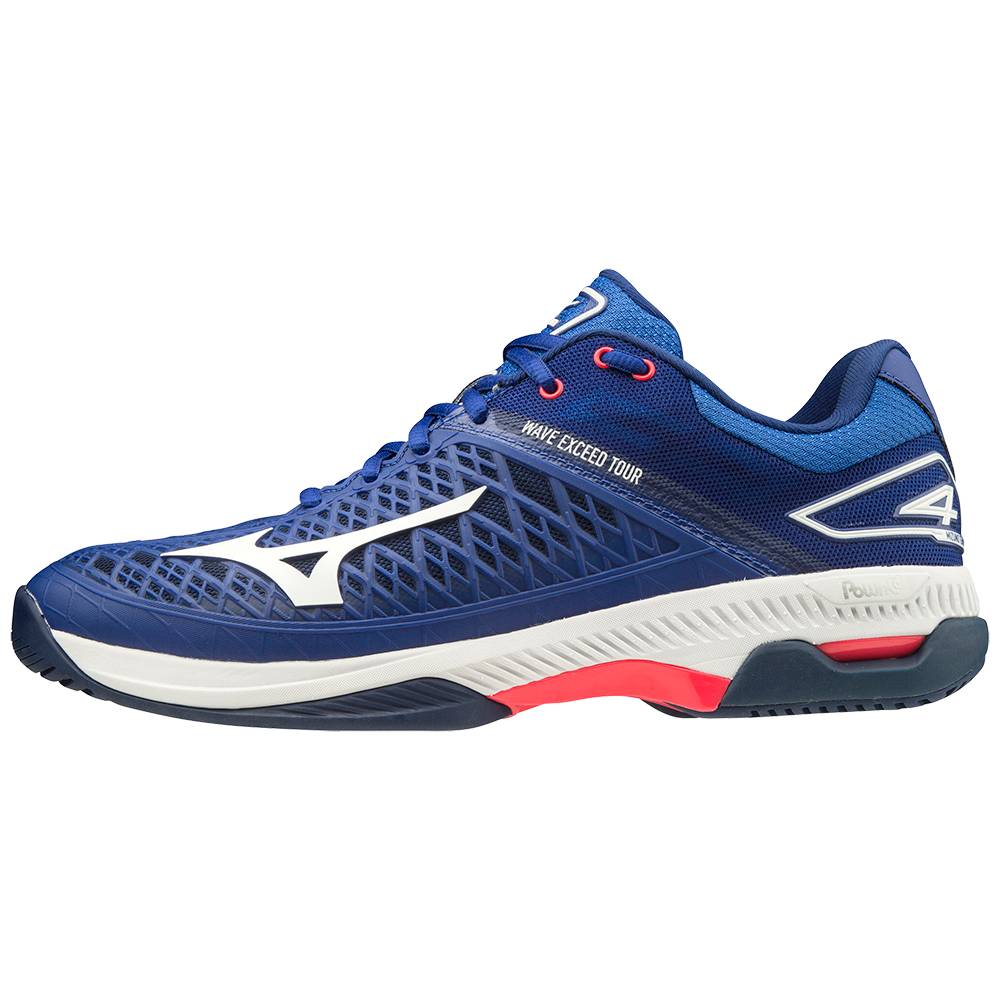 Mizuno Men's Wave Exceed Tour 4 AC Tennis Shoes Blue/White (550025-KGN)